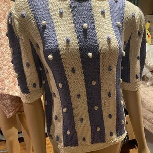 Striped Blue and White Women's Sweater Cardigan